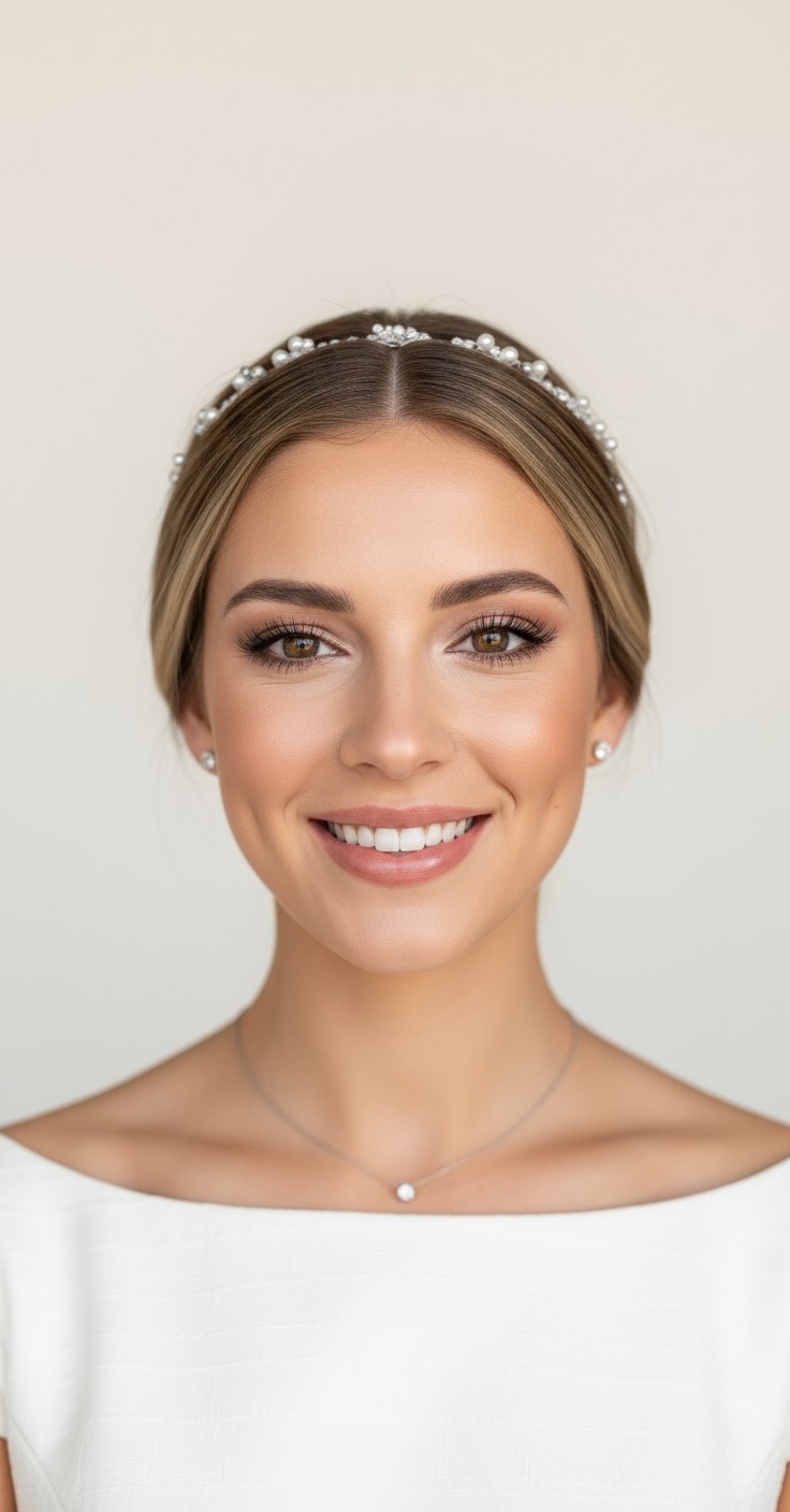 After Bridal Headband Hair Down